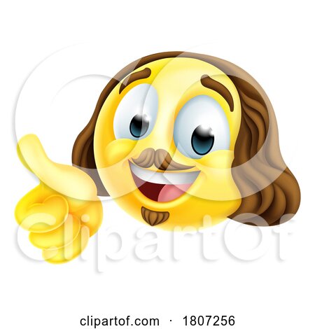 Shakespeare Poet Emoticon Emoji Cartoon Face Icon by AtStockIllustration