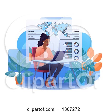 Woman Data Analysis Laptop Business Illustration by AtStockIllustration