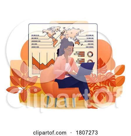Woman Laptop Market Stock Finance Illustration by AtStockIllustration