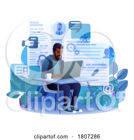 Man Laptop Recruitment Job Search Online Cartoon by AtStockIllustration