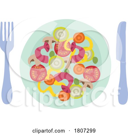 Chinese Food or Curry Plate Knife and Fork Meal by AtStockIllustration