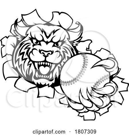 Wildcat Bobcat Cat Cougar Baseball Softball Mascot by AtStockIllustration