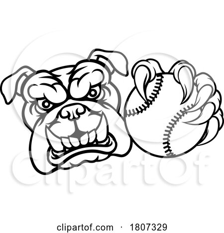 Bulldog Dog Softball Baseball Ball Sports Mascot by AtStockIllustration