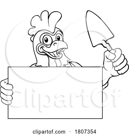 Bricklayer Chicken Rooster Trowel Tool Mascot by AtStockIllustration