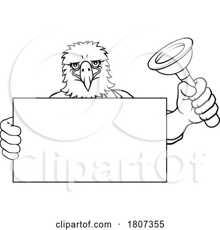 Plumber Eagle Plunger Cartoon Plumbing Mascot by AtStockIllustration