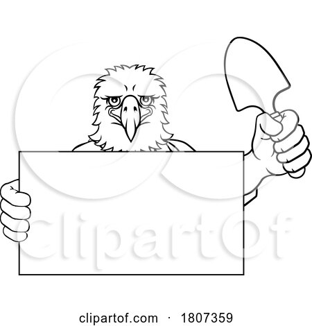 Gardener Eagle Bird Cartoon Handyman Tool Mascot by AtStockIllustration