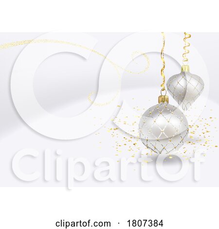 White Silver and Gold Christmas Bauble Background by dero