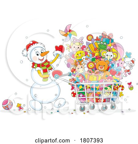 Cartoon Christmas Winter Snowman Shoppping by Alex Bannykh