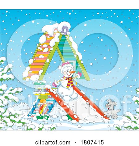 Cartoon Christmas Winter Snowman by Alex Bannykh