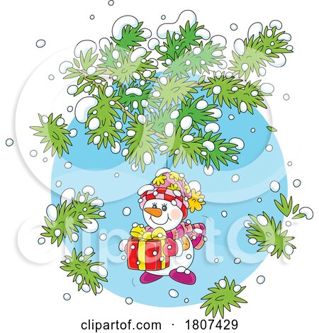 Cartoon Christmas Winter Snowman Ornament by Alex Bannykh