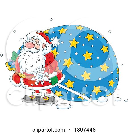 Cartoon Santa with a Sack by Alex Bannykh