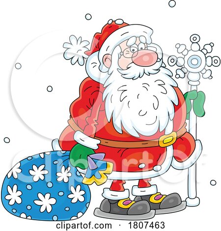 Cartoon Santa with a Sack by Alex Bannykh