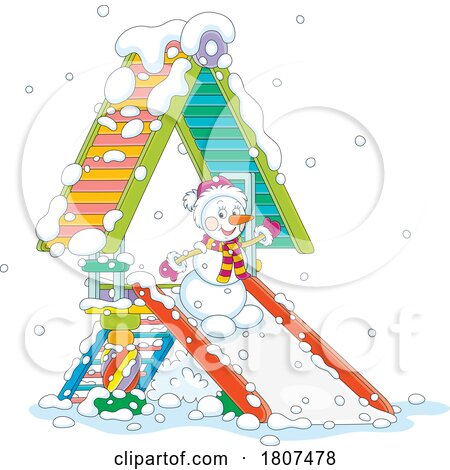 Cartoon Christmas Winter Snowman by Alex Bannykh