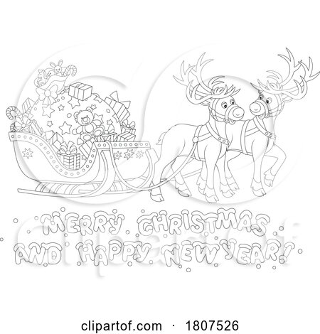 Cartoon Black and White Christmas Greeting by Alex Bannykh