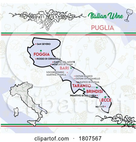 Map of Italian Wines from Puglia by Domenico Condello