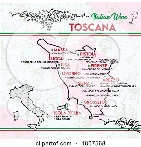 Map of Italian Wines from Tuscany by Domenico Condello