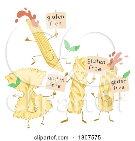Cartoon Group of Gluten Free Pasta Characters by Domenico Condello