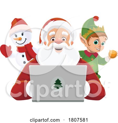 Santa Clause Checking His Email on a Laptop by Vector Tradition SM