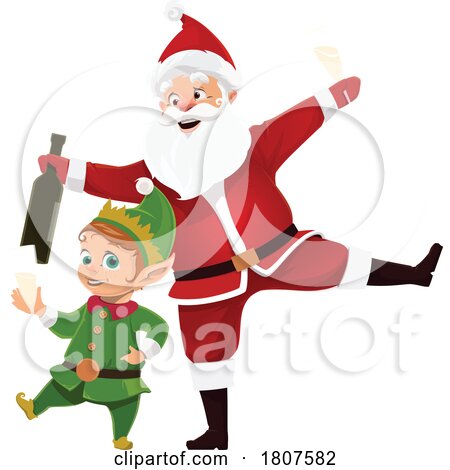 Santa Clause and Elf Celebrating by Vector Tradition SM