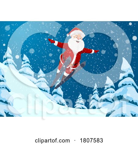 Santa Clause Catching Air While Skiing by Vector Tradition SM