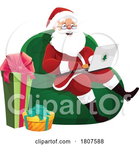 Santa Clause Checking His Email on a Laptop by Vector Tradition SM