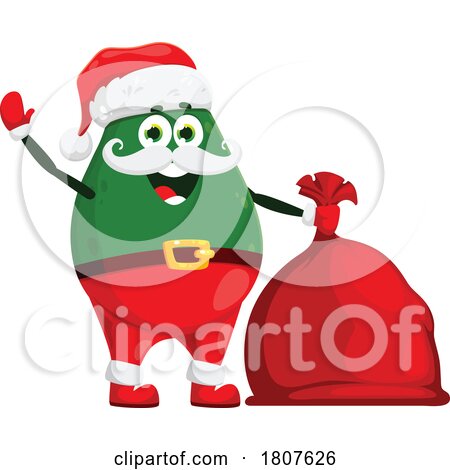Christmas Avocado Food Santa Mascot by Vector Tradition SM