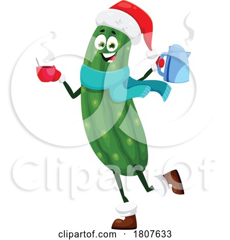Christmas Cucumber Food Mascot by Vector Tradition SM