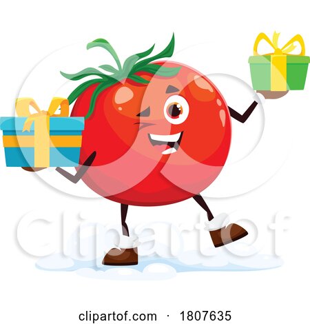 Christmas Tomato Food Mascot by Vector Tradition SM