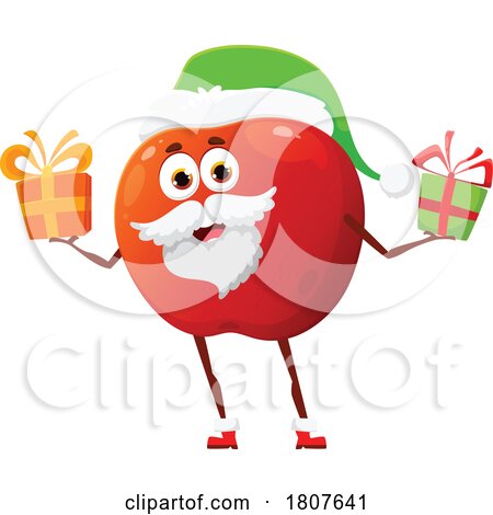 Christmas Apple Food Santa Mascot by Vector Tradition SM