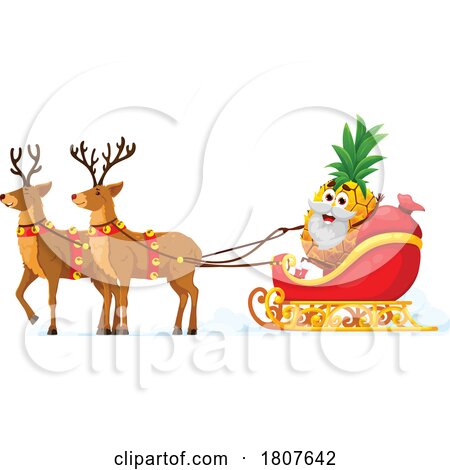 Christmas Pineapple Food Santa Mascot by Vector Tradition SM