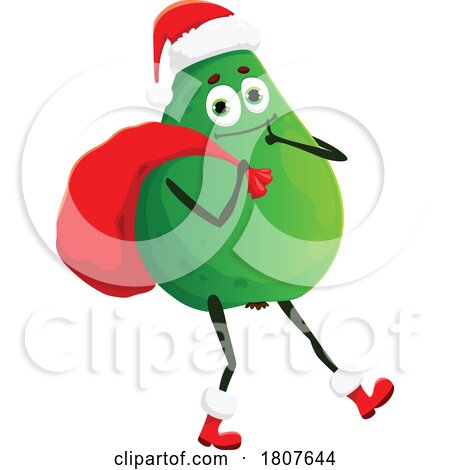 Christmas Avocado Food Santa Mascot by Vector Tradition SM