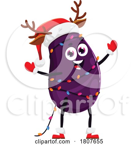 Christmas Eggplant Food Mascot by Vector Tradition SM