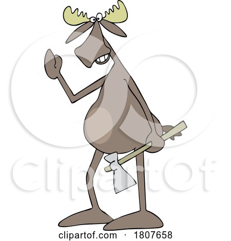 Cartoon Moose Waving and Carrying an Axe by djart