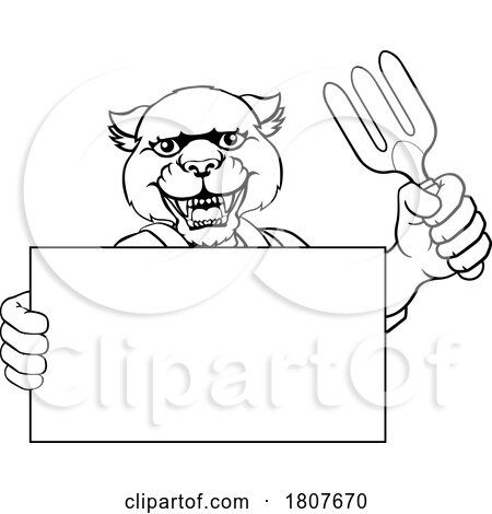 Gardener Panther Cartoon Tool Handyman Mascot by AtStockIllustration