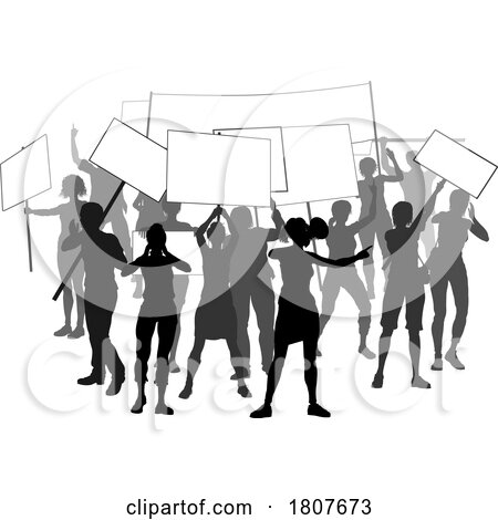 Silhouette Demonstrator Crowd Protest Rally Strike by AtStockIllustration