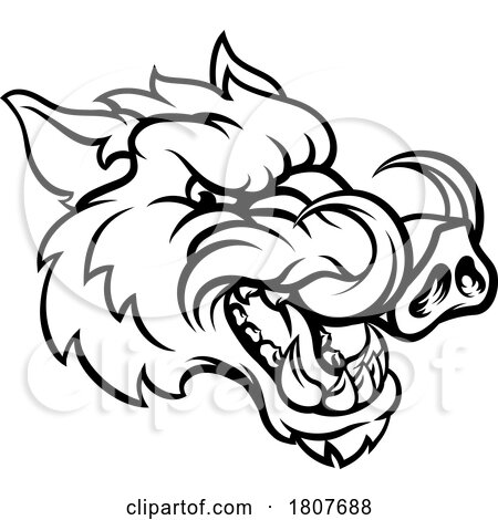 Boar Wild Hog Razorback Warthog Mascot Pig Cartoon by AtStockIllustration