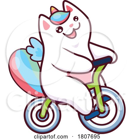 Caticorn Unicorn Cat Riding a Bicycle by Vector Tradition SM