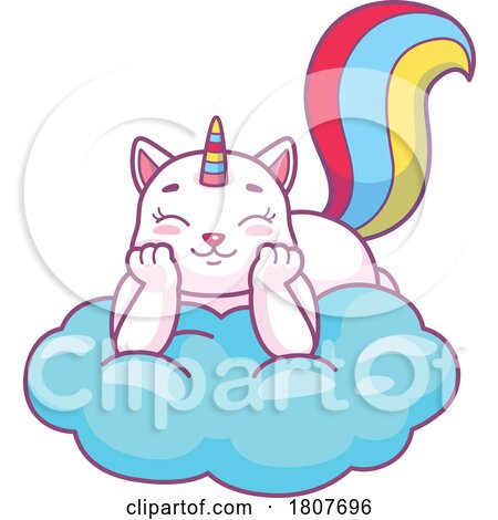 Caticorn Unicorn Cat on a Cloud by Vector Tradition SM