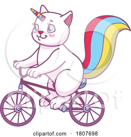 Caticorn Unicorn Cat Riding a Bicycle by Vector Tradition SM