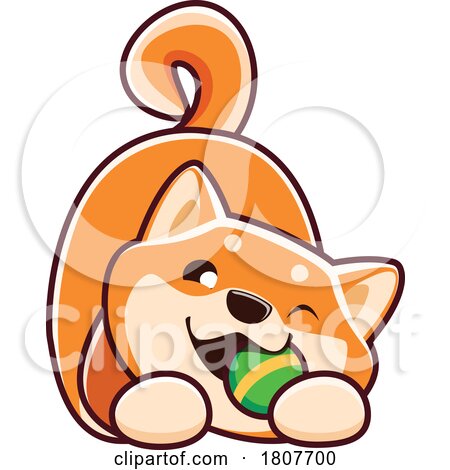 Shiba Inu Dog Playing with a Ball by Vector Tradition SM