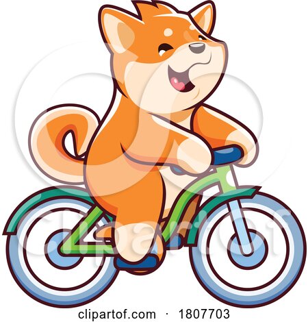 Shiba Inu Dog Riding a Bicycle by Vector Tradition SM