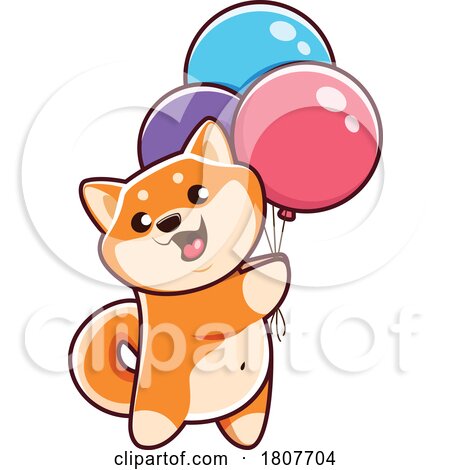 Shiba Inu Dog with Balloons by Vector Tradition SM