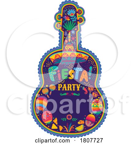 Guitar Shaped Fiesta Party Invite by Vector Tradition SM