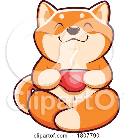 Shiba Inu Dog with a Cup of Coffee or Hot Cocoa by Vector Tradition SM