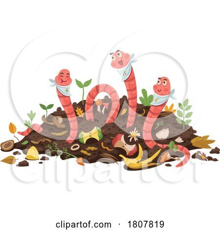 Earth Worms Dining in a Compost Pile by Vector Tradition SM