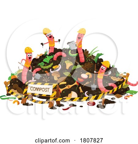 Worker Earth Worms in a Compost Pile by Vector Tradition SM