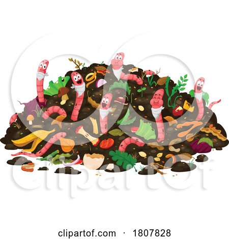 Earth Worms Wearing Bibs in a Compost Pile by Vector Tradition SM