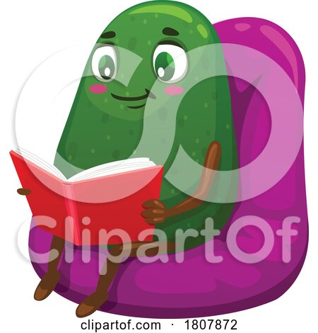 Avocado Mascot Reading by Vector Tradition SM