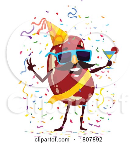 Partying Red Kidney Bean Food Mascot by Vector Tradition SM