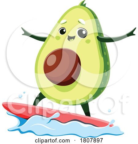 Avocado Mascot Surfing by Vector Tradition SM